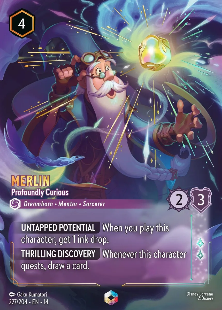 Merlin Profoundly Curious Disney Lorcana card
