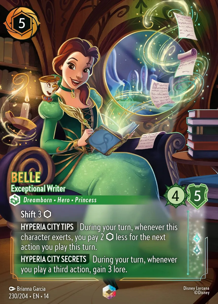 Belle Exceptional Writer Disney Lorcana card